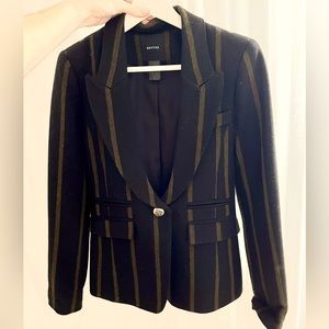SMYTHE Striped Blazer. Black and Bronze. Size 4, 100% wool. Made in Canada